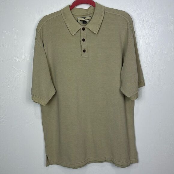 ❤️Last Chance Tommy Bahama Silk Cotton Blend PistachioTextured Polo Shirt Size L - Picture 1 of 9